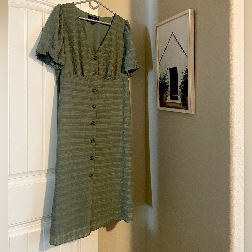 Women’s Sage Green Midi Dress - 1x/xxl